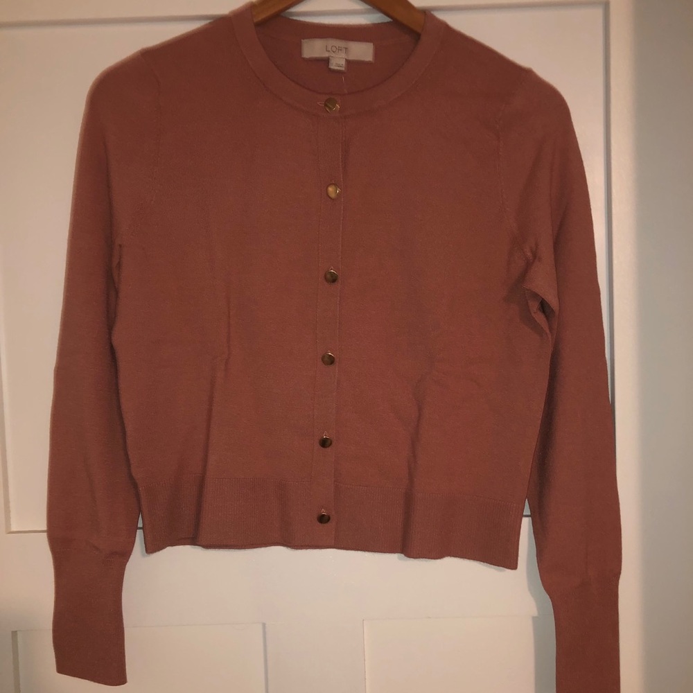 NWT - LOFT Dusty Rose Cardigan Sweater -Size Small